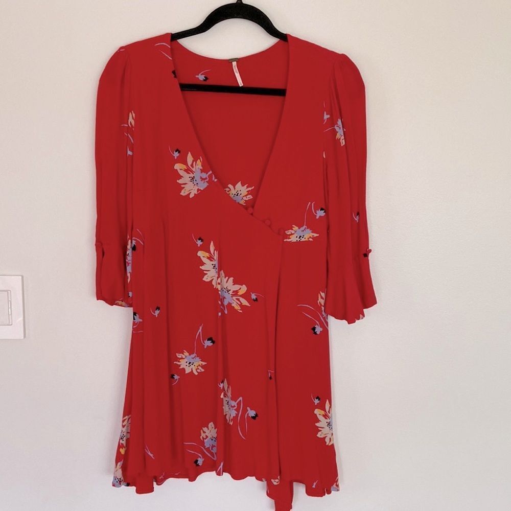 Free People‎ Red Floral Dress - Size S